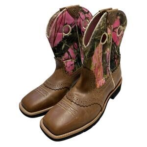 ARIAT Brown Pink Camo Timber 10007977 Leather Western Cowboy Boots Women's 9